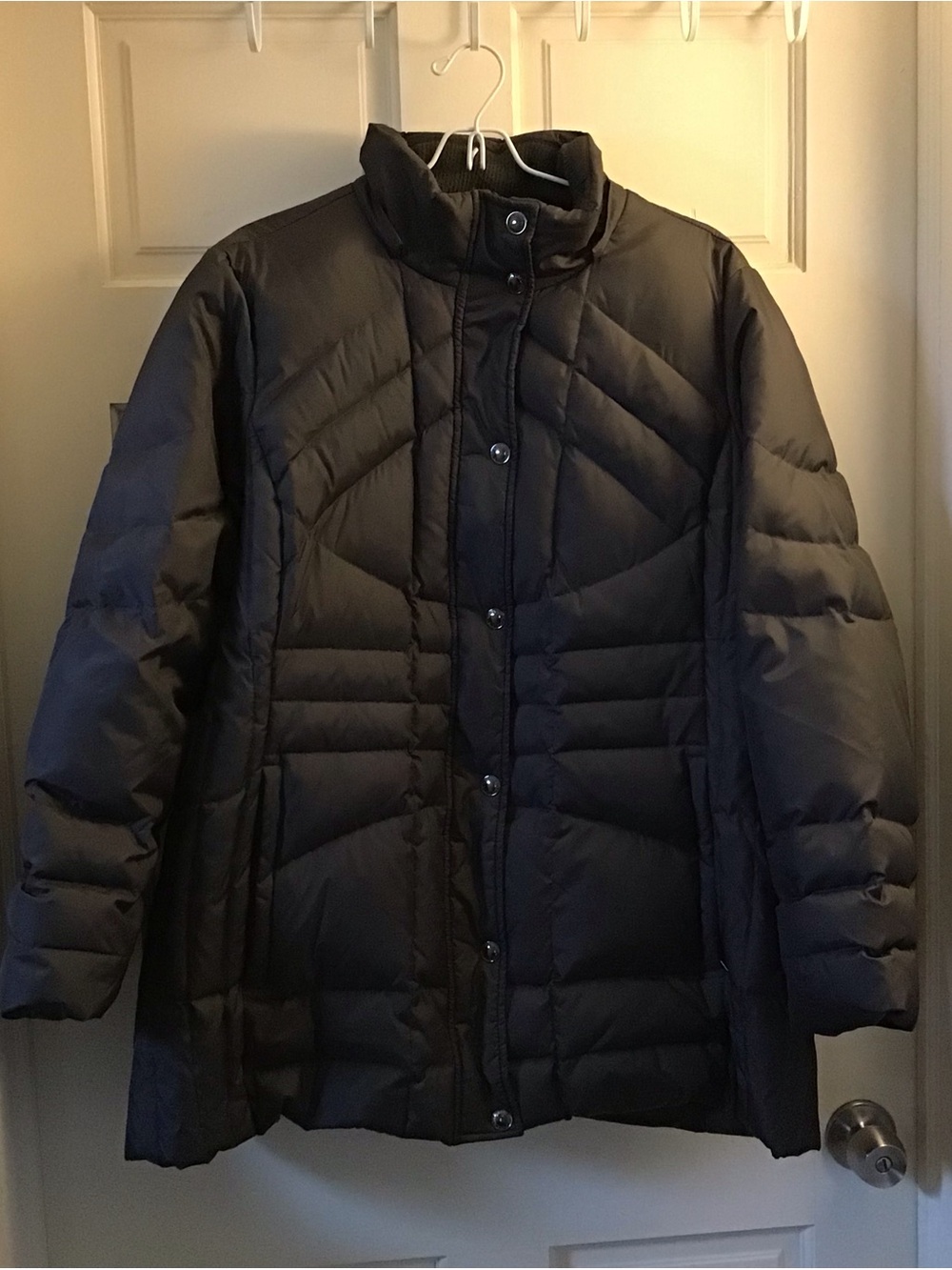 London Fog Black Quilted Puffer Coat with High Collar